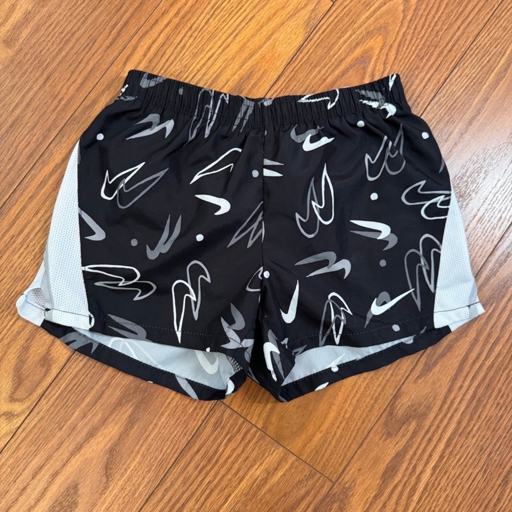 Nike Kids Dri-FIT Multi Swoosh Logo Running Shorts Black Grey 6X J987-023